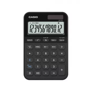 Calcolatrice da tavolo CASIO MS-20YC — modello base, batteria/solare, calcolo tasse e margine, nero