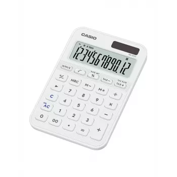 Calcolatrice da tavolo base CASIO MS-20YC — 12 cifre, batteria/solare, funzioni tasse e margine, bianco