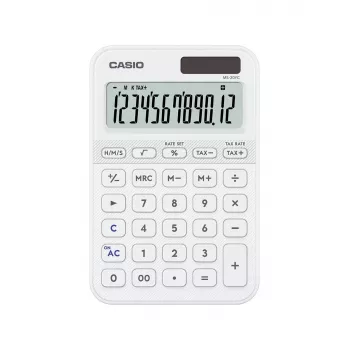 Calcolatrice da tavolo base CASIO MS-20YC — 12 cifre, batteria/solare, funzioni tasse e margine, bianco