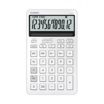 Calcolatrice da tavolo CASIO JW-200DQ calcolatrice base 12 cifre, batteria/solare, funzioni tasse e margine, bianco