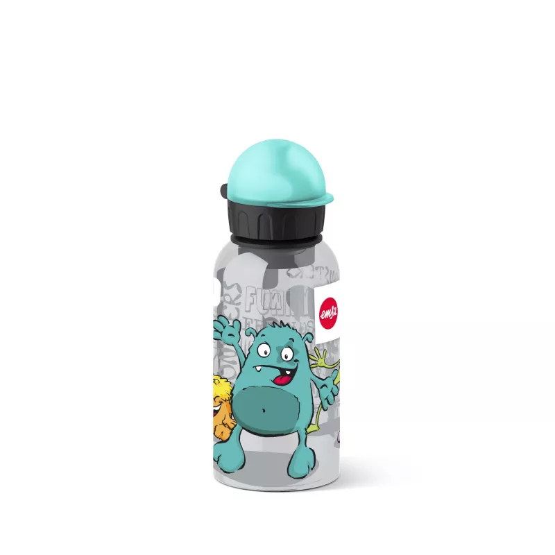 EMSA 518138 Kids Set Monster, borraccia da 0,4 l con porta pranzo, turchese