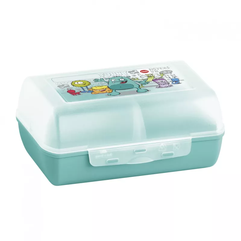EMSA 518138 Kids Set Monster, borraccia da 0,4 l con porta pranzo, turchese