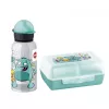 EMSA 518138 Kids Set Monster, borraccia da 0,4 l con porta pranzo, turchese