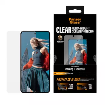 Protezione per schermo PanzerGlass per Samsung New Galaxy S 2026 — Ultra-Wide Fit, PET+ silicone, FASTFIT