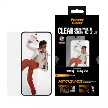 Pellicola protettiva per display PanzerGlass per Samsung New Galaxy S 2026 Plus — Ultra-Wide Fit, PET+ silicone, FASTFIT