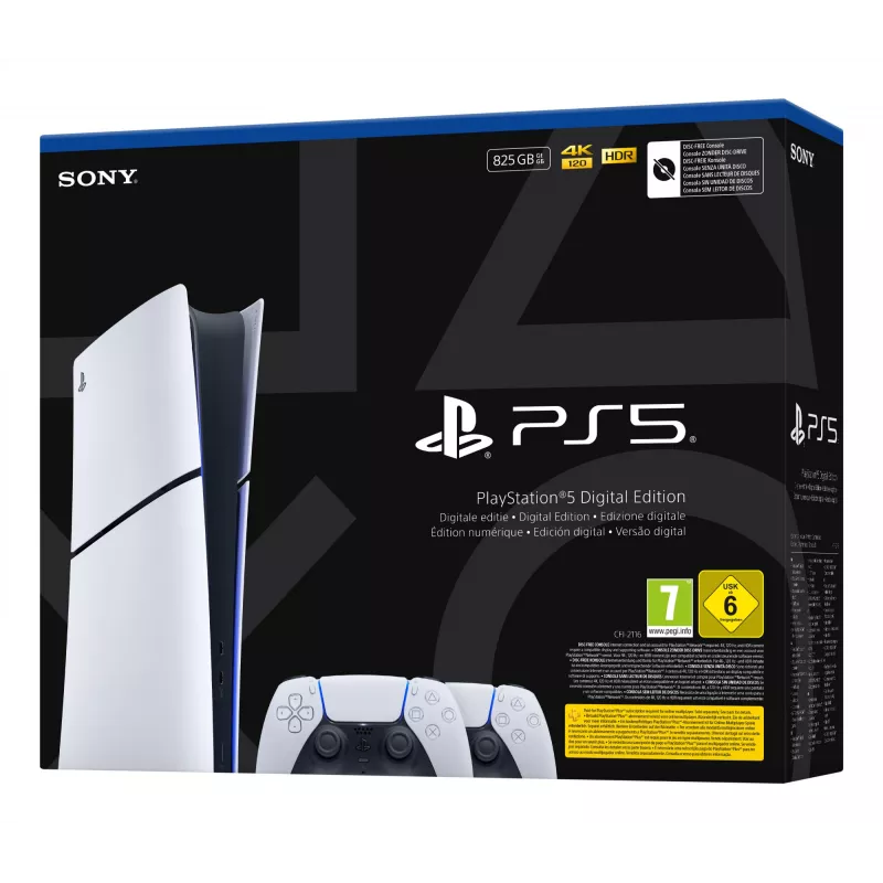 Console Sony PlayStation 5 slim Digital 825 GB SSD, Wi‑Fi, Bluetooth, HDMI 2.1, bianco/nero