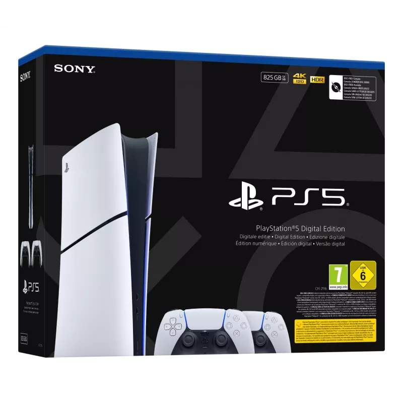 Console Sony PlayStation 5 slim Digital 825 GB SSD, Wi‑Fi, Bluetooth, HDMI 2.1, bianco/nero