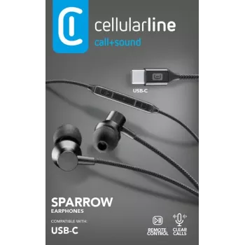 Cuffie in-ear stereo Cellularline SPARROW con microfono e telecomando