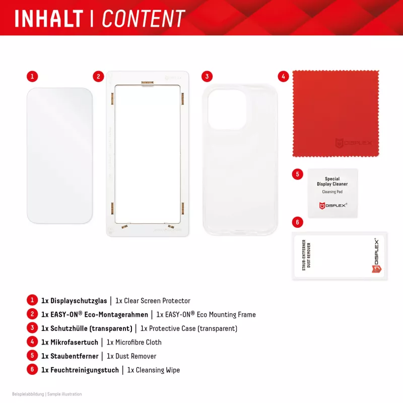 Displex Screen Protector + Case per Apple iPhone 15 Pro Max, cornice di montaggio Eco, antigraffio