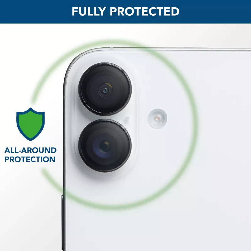 Cellularline anello lente fotocamera - iPhone 16/16 Plus vetro temperato per protezione fotocamera