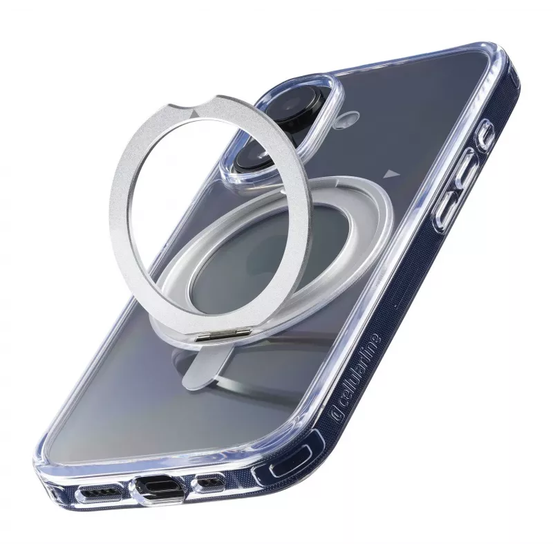 Cellularline Spin Mag - iPhone 16 custodia con anello supporto rotante, compatibile con ecosistema Magsafe