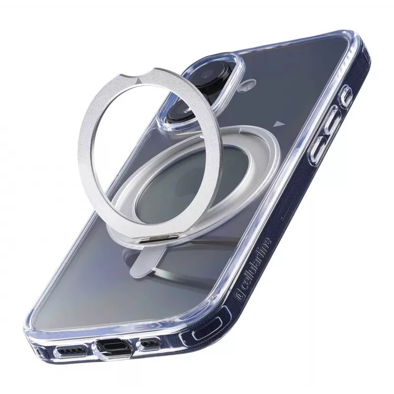 Cellularline Spin Mag - iPhone 16 custodia con anello supporto rotante, compatibile con ecosistema Magsafe