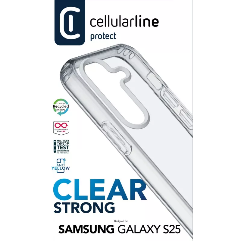 Cellularline Clear Protect - Galaxy S25 custodia rigida con bordi in gomma