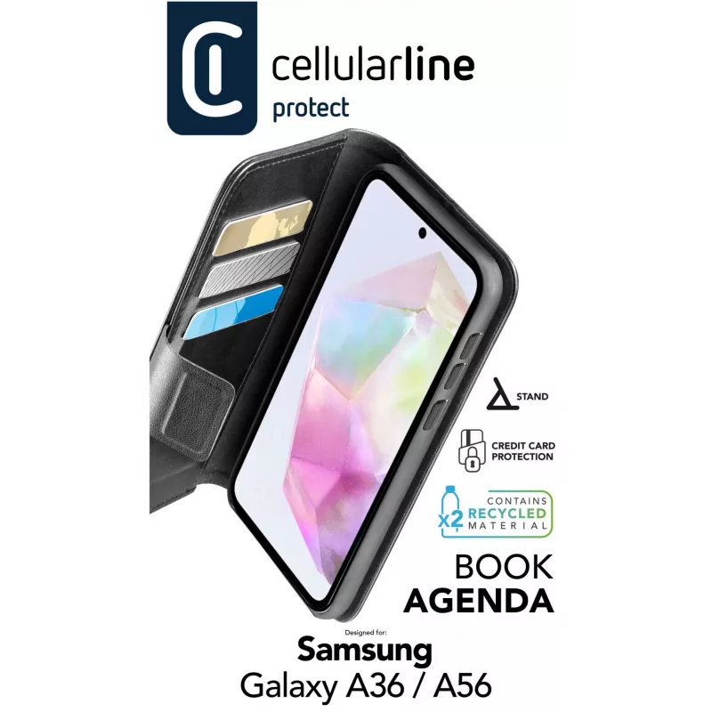 Cellularline Book Agenda – Galaxy A36/A56 custodia a libro in similpelle con chiusura magnetica