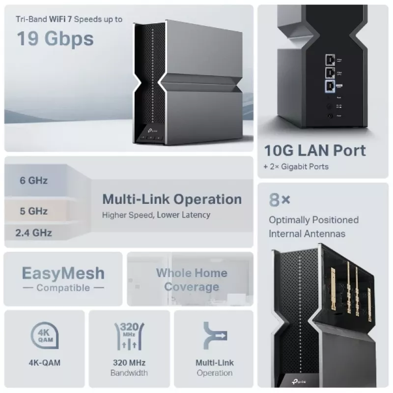 Ripetitore di rete TP-Link RE800BE tri-band 802.11ax 802.11ac