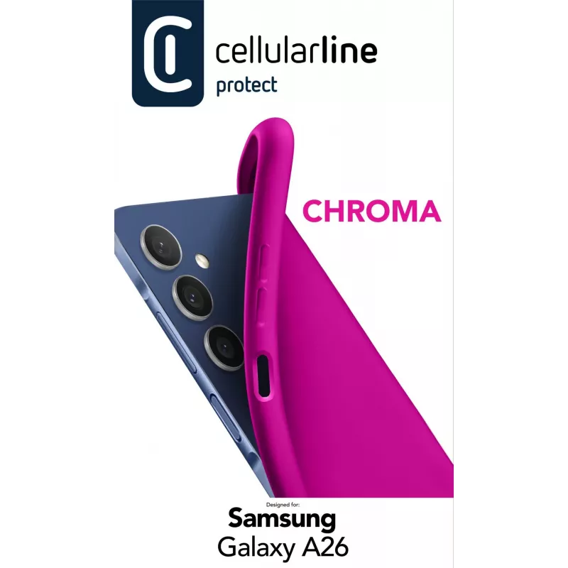 Cellularline Chroma - custodia morbida in gomma colorata per Galaxy A26, cover, Samsung, Galaxy A26, 16,8 cm (6,6 inch), rosa