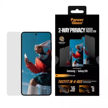 Protezione display PanzerGlass 2-Way Privacy per Samsung New Galaxy S 2026, Ultra-Wide Fit, PET + silicone, antigraffio e antiurto