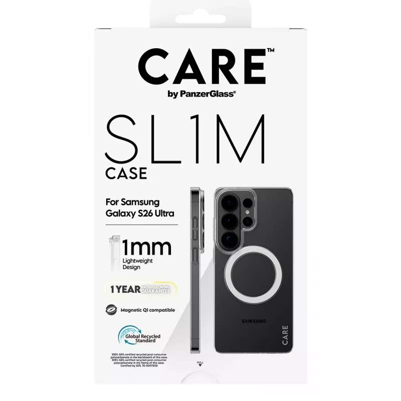 Custodia per cellulare PanzerGlass CARE™ SL1M trasparente con Qi per Samsung Galaxy S26 Ultra (6,9