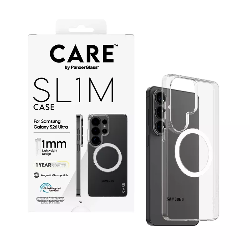 Custodia per cellulare PanzerGlass CARE™ SL1M trasparente con Qi per Samsung Galaxy S26 Ultra (6,9