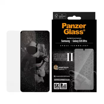 Protezione schermo PanzerGlass Ceramic per Samsung Galaxy S26 Ultra — vetro temperato, Ultra-Wide Fit, EasyAligner, trasparente