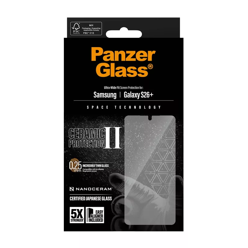 PanzerGlass ® Ceramic Screen Protector Samsung Galaxy S26+ | Ultra-Wide Fit con EasyAligner