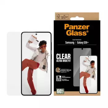 Protezione display in vetro temperato PanzerGlass per Samsung Galaxy S26+ – U-Wide Fit con EasyAligner