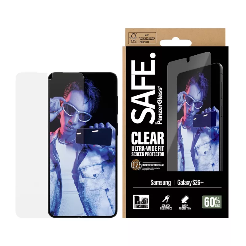 PanzerGlass SAFE. by ® Pellicola protezione display Samsung New Galaxy S 2026 Plus | Ultra-Wide Fit con EasyAligner