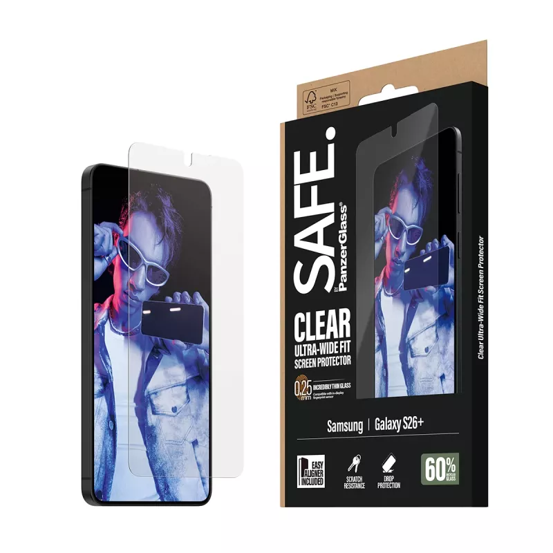 PanzerGlass SAFE. by ® Pellicola protezione display Samsung New Galaxy S 2026 Plus | Ultra-Wide Fit con EasyAligner