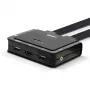 Switch KVM con cavi Lindy 2 porte HDMI 18G, USB Type-C, USB 2.0 e audio