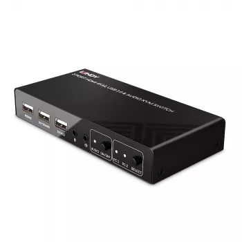 Switch KVM Lindy 2 porte HDMI 4K60, USB 2.0 e audio, 4096 x 2160 pixel, 4K Ultra HD, nero