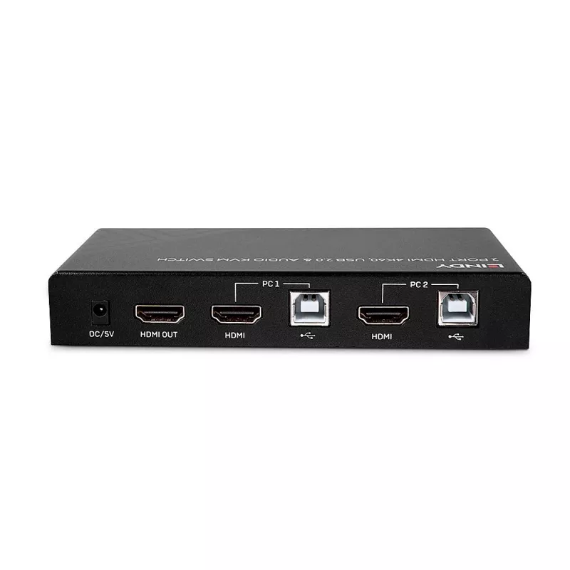 Switch KVM Lindy 2 porte HDMI 4K60, USB 2.0 e audio, 4096 x 2160 pixel, 4K Ultra HD, nero