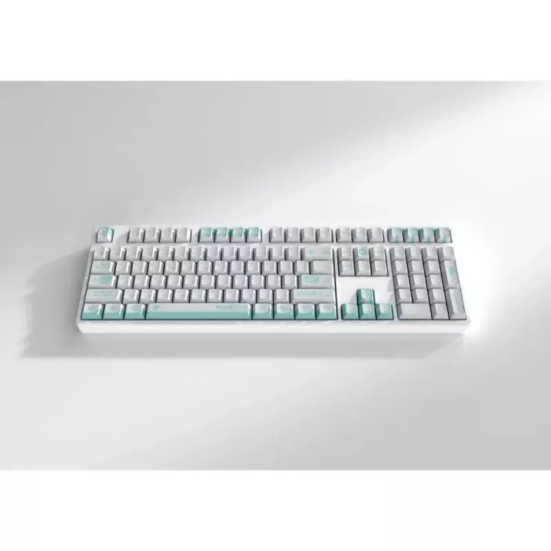 Set di tasti HYTE Firefly — schema colori bianco/turchese per tastiere meccaniche