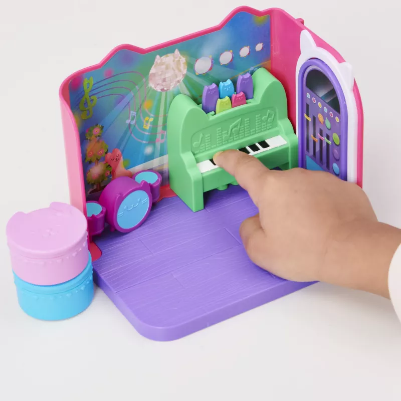 Gabbys Dollhouse, sala della musica Groovy con figura Daniel James Catnip, 2 accessori, 2 mobili e 2 consegne, giocattolo per bambini dai 3 anni
