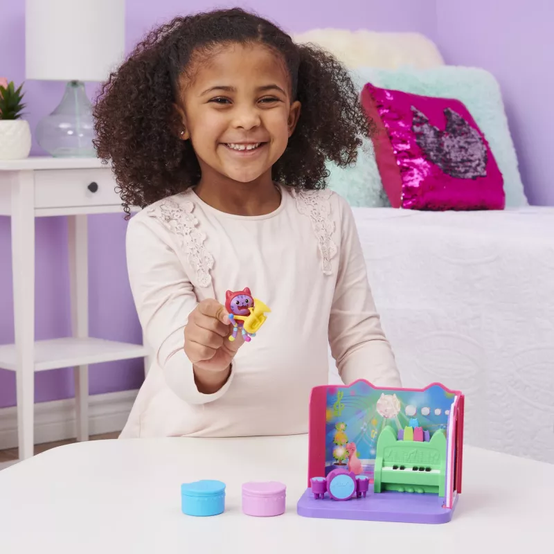 Gabbys Dollhouse, sala della musica Groovy con figura Daniel James Catnip, 2 accessori, 2 mobili e 2 consegne, giocattolo per bambini dai 3 anni