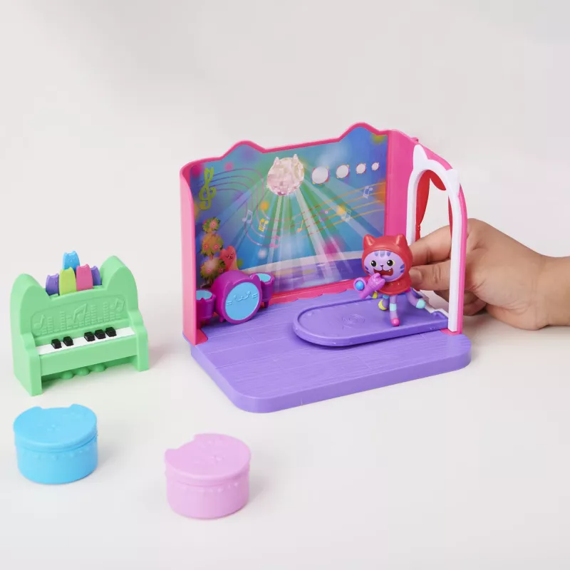 Gabbys Dollhouse, sala della musica Groovy con figura Daniel James Catnip, 2 accessori, 2 mobili e 2 consegne, giocattolo per bambini dai 3 anni