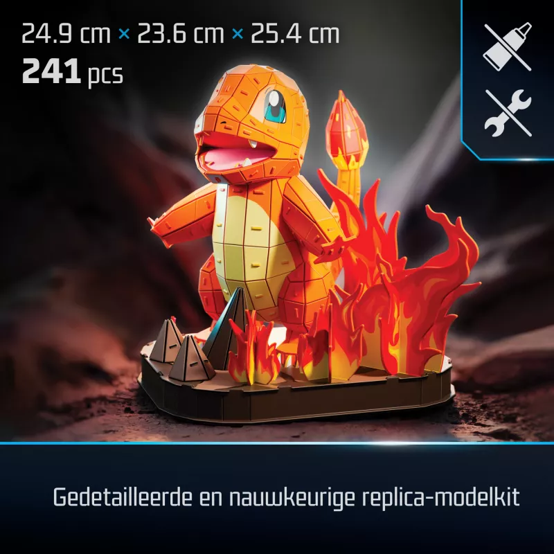 4D Build, kit di montaggio modello 3D Pokémon Charmander, figura Pokémon, Kanto First Partner Collection, decorazione da scrivania, 241 pezzi, dai 12 anni