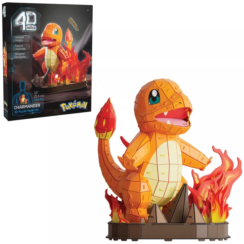 4D Build, kit di montaggio modello 3D Pokémon Charmander, figura Pokémon, Kanto First Partner Collection, decorazione da scrivania, 241 pezzi, dai 12 anni