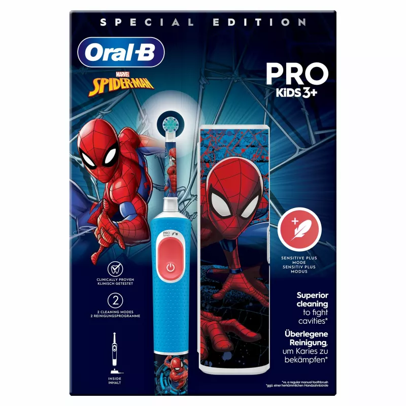 Oral-B Vitality Pro Kids Spiderman spazzolino elettrico per bambini blu, rosso