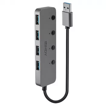 Lindy hub USB 3.0 4 porte con interruttori on/off