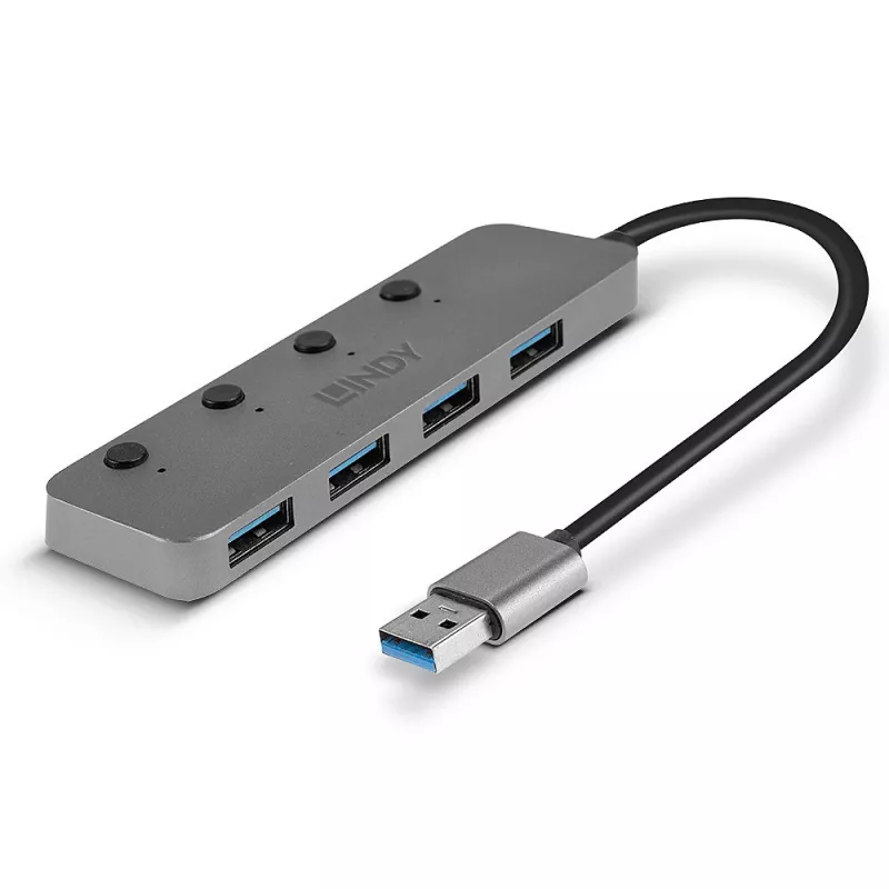 Lindy hub USB 3.0 4 porte con interruttori on/off