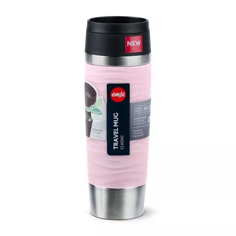 Tazza termica EMSA Travel Mug Waves Grande 500 ml rosa, acciaio inox