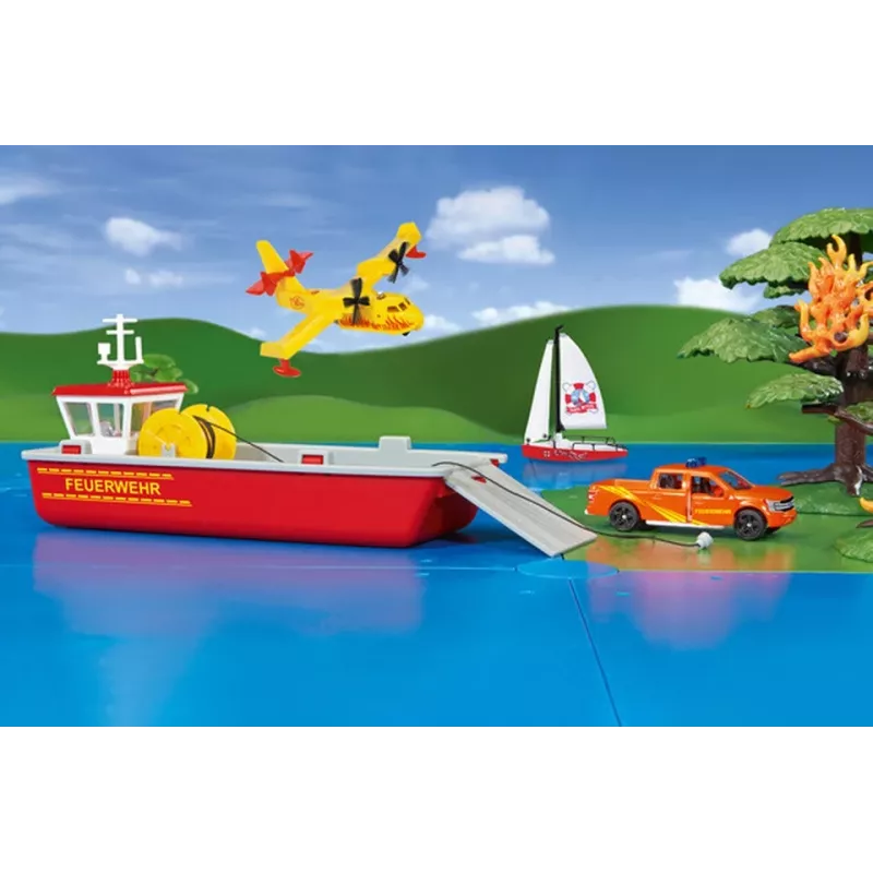 Siku Feuerwehr-Arbeitsboot modello imbarcazione dei vigili del fuoco preassemblato 1:50