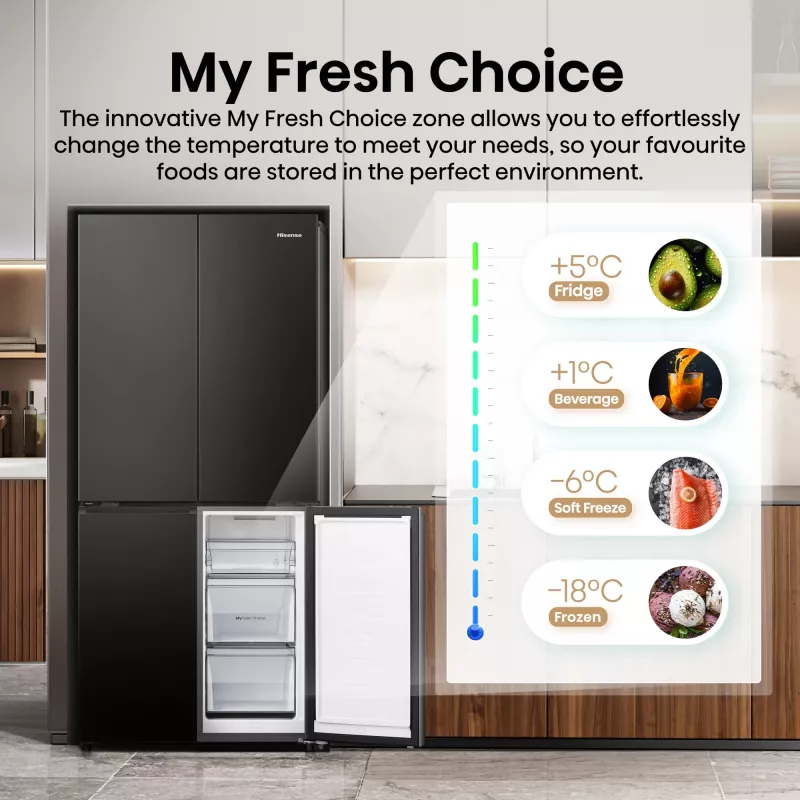 Hisense RQ5P470SAFD libera installazione 483 L nero, acciaio inox
