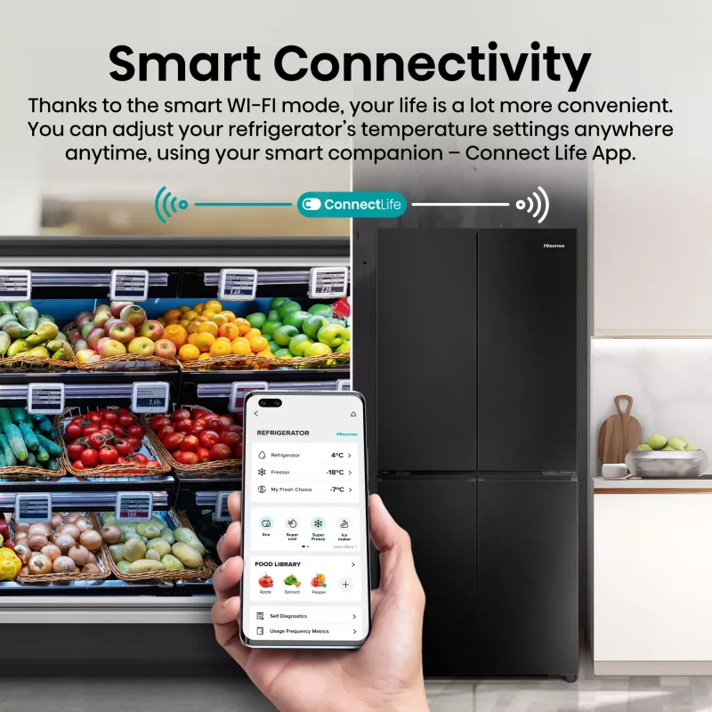 Hisense RQ5P470SAFD libera installazione 483 L nero, acciaio inox