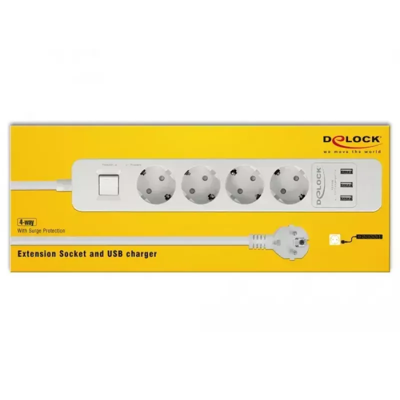 DeLOCK 11206 ciabatta multipresa 1,5 m 4 prese Schuko per interni bianco