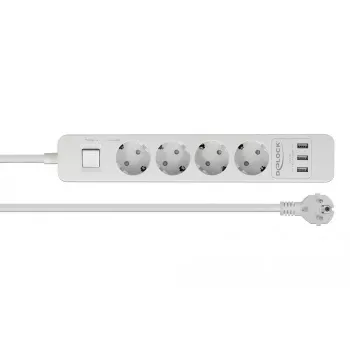 DeLOCK 11206 ciabatta multipresa 1,5 m 4 prese Schuko per interni bianco
