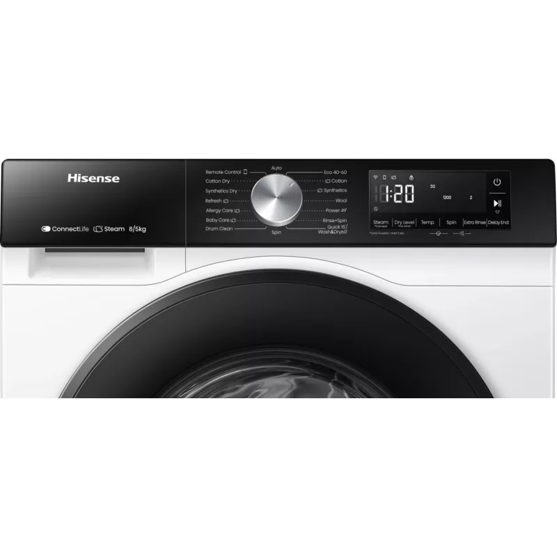 Hisense WD3S8043BW3 lavasciuga a libera installazione a carica frontale bianco