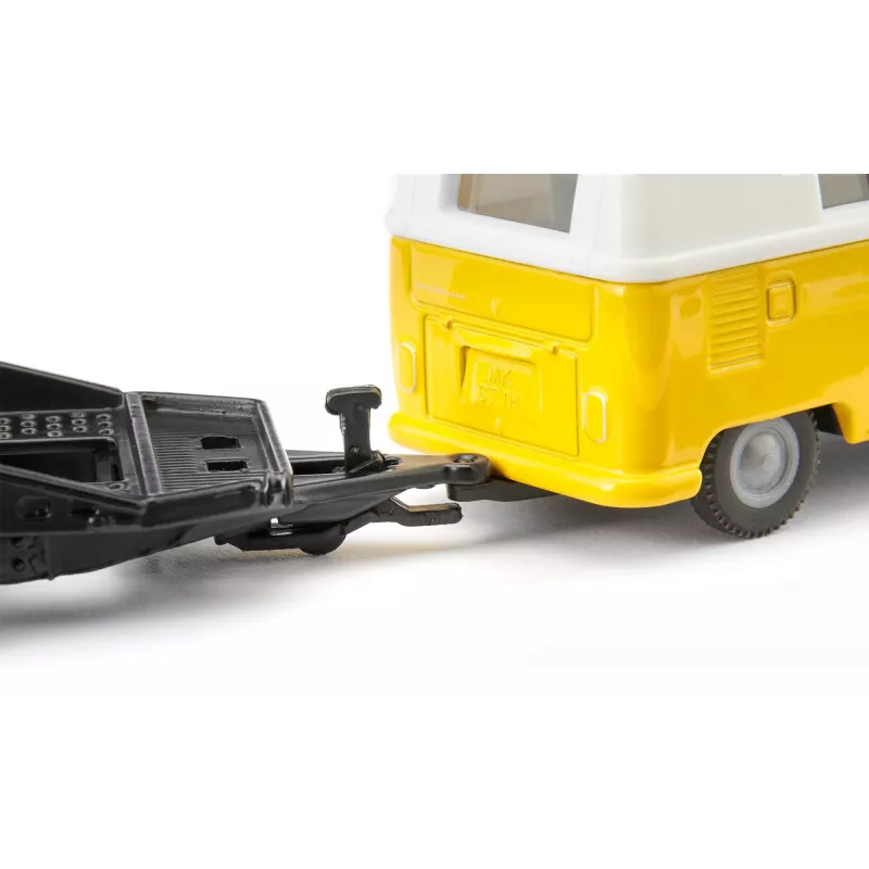 Set modellini auto Siku VW T1 con rimorchio e VW Maggiolino, preassemblato 1:50, dimensioni 42×200×51 mm