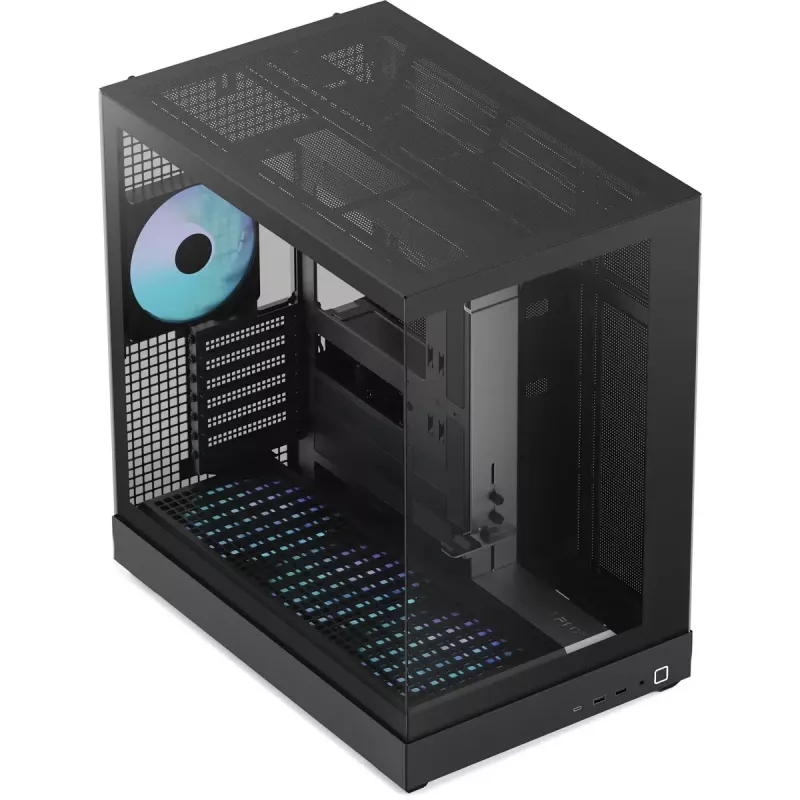 Case tower APNX V2-F-BK-v1 con tre pannelli in vetro temperato, nero