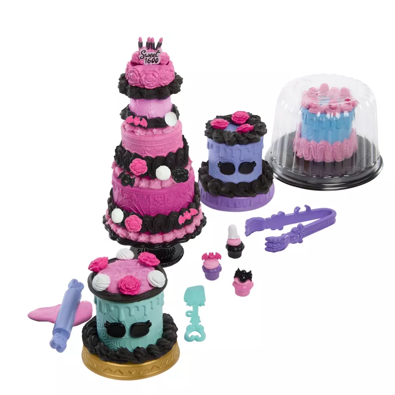 Monster High Scary Sweet Birthday Cake Kit con bambola Clawdeen Wolf e oltre 20 accessori decorativi